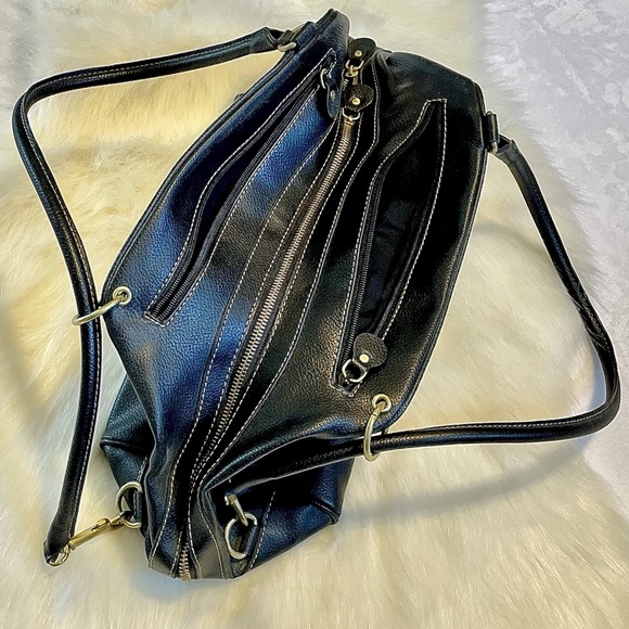 Jones New York black, leather, satchel with multiple pockets and gold hardware. - Picture 8 of 11